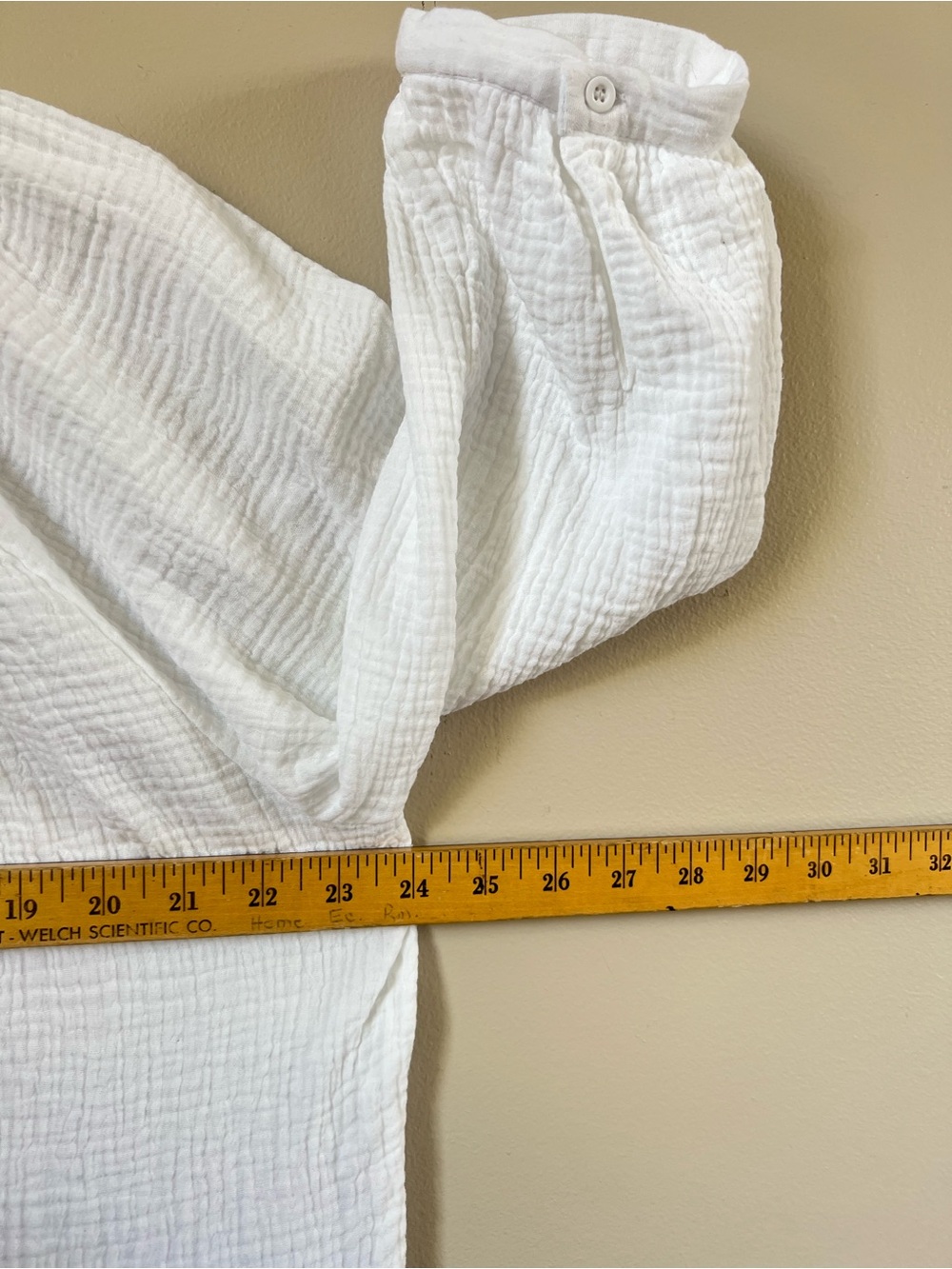 Mac and Me White Cotton Gauze Tie Neck Peasant Blouse 1X Boho Coastal 3/4 Sleeve - Picture 5 of 16